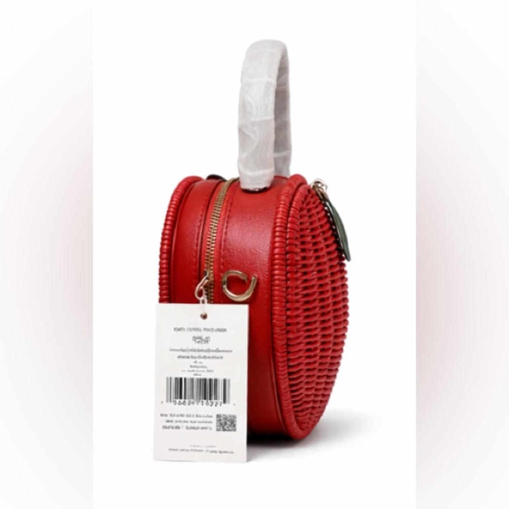 ☀️KATE SPADE HONEYCRISP APPLE WICKER PURSE * Novelty * NWT - Picture 4 of 6